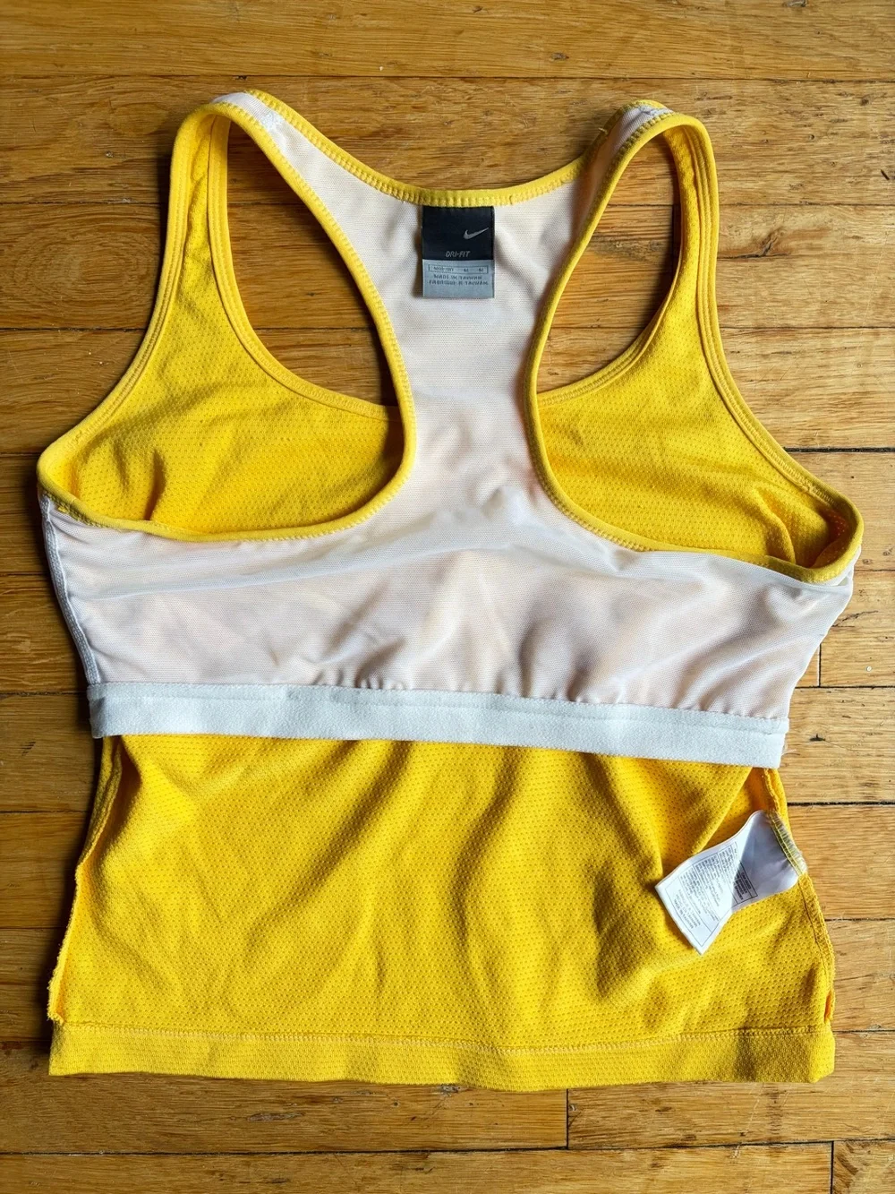 Nike Dri-FIT Racerback Tank Top with Built-In Bra - Golden Yellow Size Medium